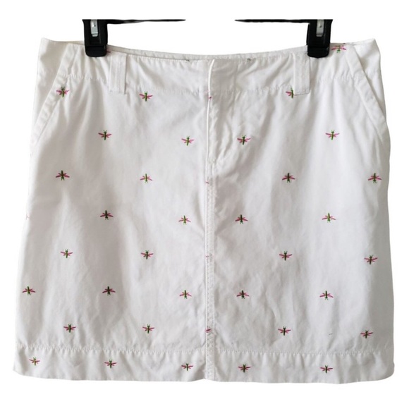 EUC Rare White label Lilly Pulitzer Vintage dragonfly skirt, white w/pink&green - Picture 1 of 11